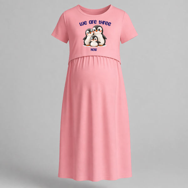 We Are Three Now Unicorn Printed Maternity Maxi - PEACH - Extra Small (Chest 32")