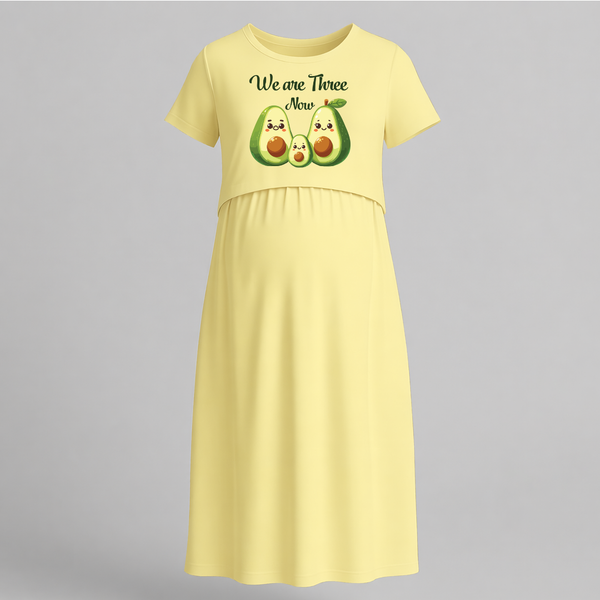 We Are Three Now Avocado Family Maternity Maxi - PASTEL YELLOW - Extra Small (Chest 32")
