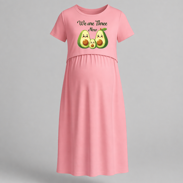We Are Three Now Avocado Family Maternity Maxi - PEACH - Extra Small (Chest 32")