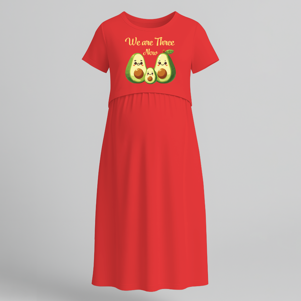 We Are Three Now Avocado Family Maternity Maxi - RED - Extra Small (Chest 32")