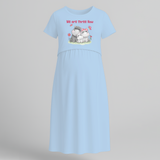 We Are Three Now Hippo Family Pregnancy Maxi - BABY BLUE - Extra Small (Chest 32")