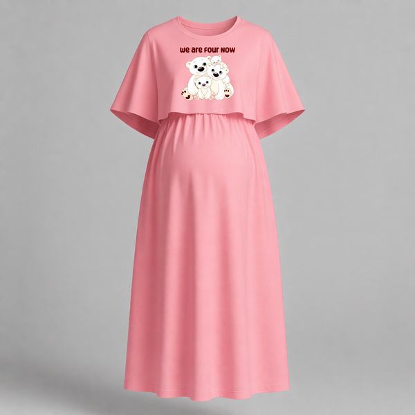 We Are Four Now Bear Family Maternity Maxi Dress