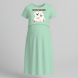 We Are Four Now Bear Family Maternity Maxi Dress - MINT GREEN - Extra Small (Chest 32")