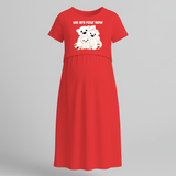 We Are Four Now Bear Family Maternity Maxi Dress - RED - Extra Small (Chest 32")