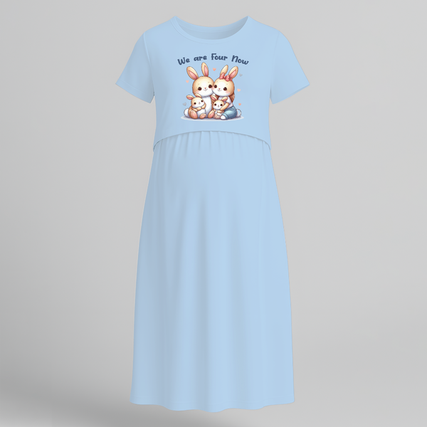 We Are Four Now Bunny Family Feeding Maxi Dress - BABY BLUE - Extra Small (Chest 32")