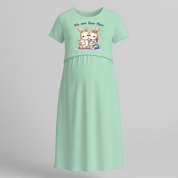 We Are Four Now Bunny Family Feeding Maxi Dress - MINT GREEN - Extra Small (Chest 32")