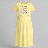We Are Four Now Bunny Family Feeding Maxi Dress - PASTEL YELLOW - Extra Small (Chest 32")