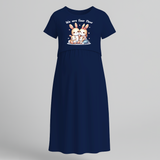 We Are Four Now Bunny Family Feeding Maxi Dress - NAVY BLUE - Extra Small (Chest 32")