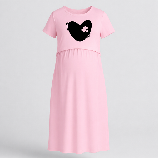 Missing Piece Heart Printed Maternity Feeding Maxi