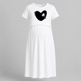 Missing Piece Heart Printed Maternity Feeding Maxi - WHITE - Extra Small (Chest 32")