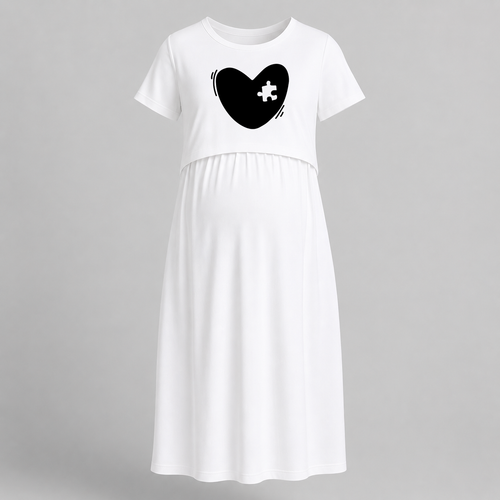 Missing Piece Heart Printed Maternity Feeding Maxi