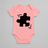 Autism Puzzle Piece Awareness Baby Romper - PEACH - New Born (Chest 14")