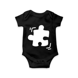 Autism Puzzle Piece Awareness Baby Romper - BLACK - New Born (Chest 14")