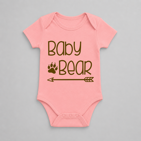 Baby Bear Adventure Theme Romper - PEACH - New Born (Chest 14")