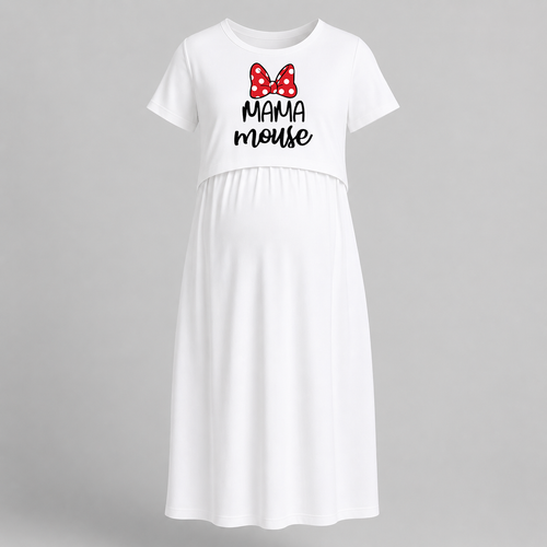 Mama Mouse Cute Printed Feeding Maternity Maxi