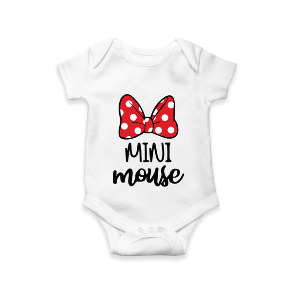 Mini Mouse Bow Style Baby Romper - WHITE - New Born (Chest 14")