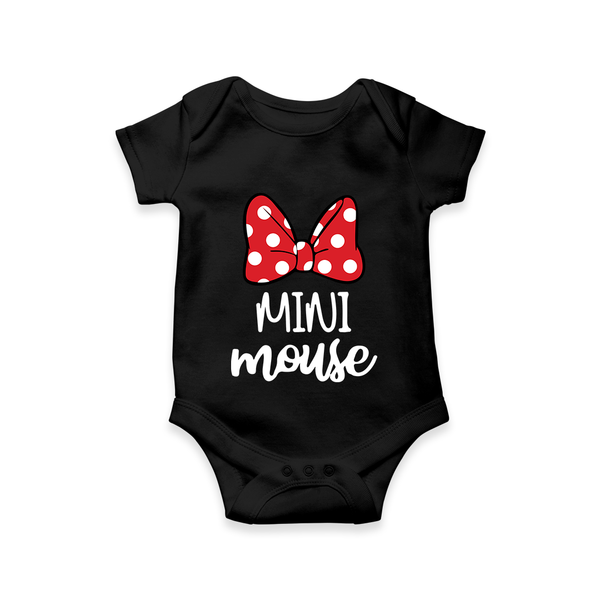 Mini Mouse Bow Style Baby Romper - BLACK - New Born (Chest 14")