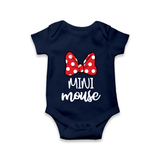 Mini Mouse Bow Style Baby Romper - NAVY BLUE - New Born (Chest 14")
