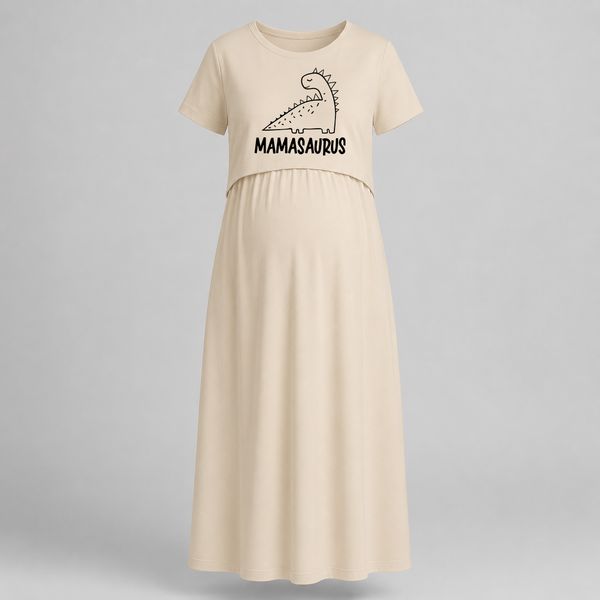 Mamasaurus Printed Maternity Maxi Dress - IVORY - Extra Small (Chest 32")