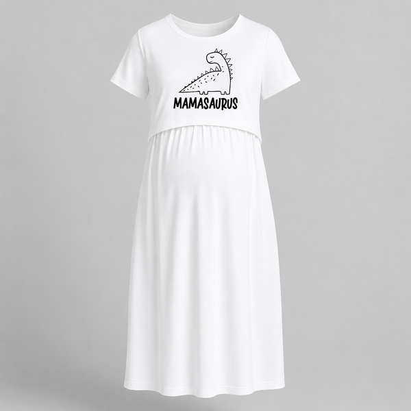Mamasaurus Printed Maternity Maxi Dress - WHITE - Extra Small (Chest 32")