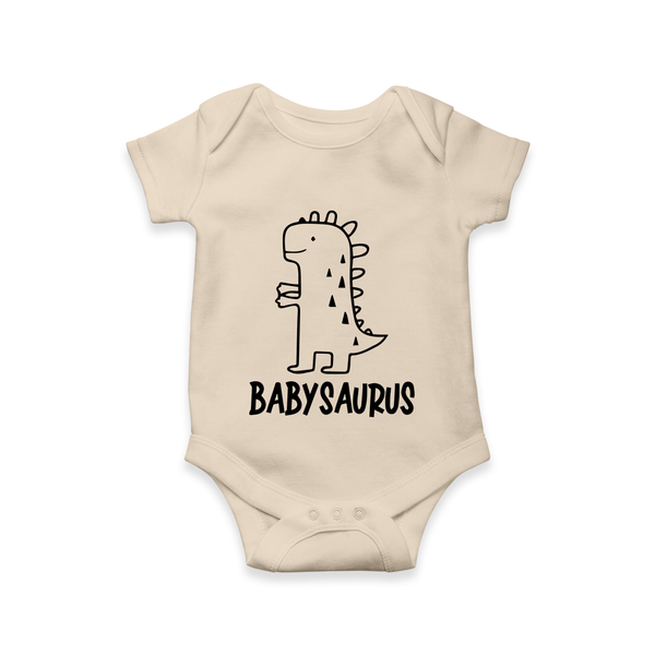 Babysaurus Cute Dino Baby Romper - IVORY - New Born (Chest 14")