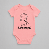 Babysaurus Cute Dino Baby Romper - PEACH - New Born (Chest 14")