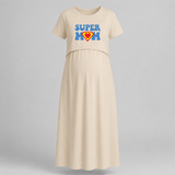 Super Mom Graphic Printed Feeding Maxi Dress - IVORY - Extra Small (Chest 32")