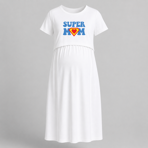 Super Mom Graphic Printed Feeding Maxi Dress
