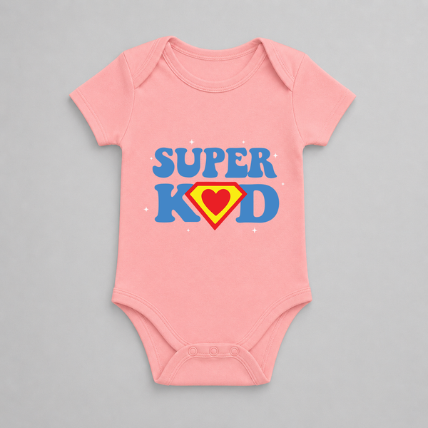 Super Kid Hero Graphic Romper - PEACH - New Born (Chest 14")