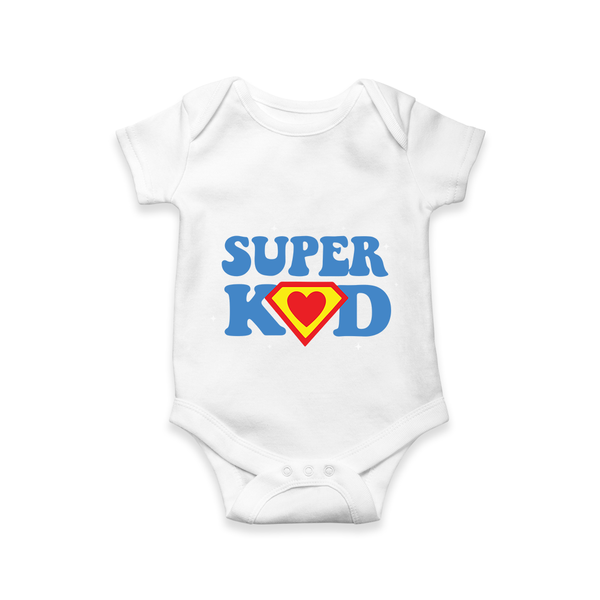 Super Kid Hero Graphic Romper - WHITE - New Born (Chest 14")
