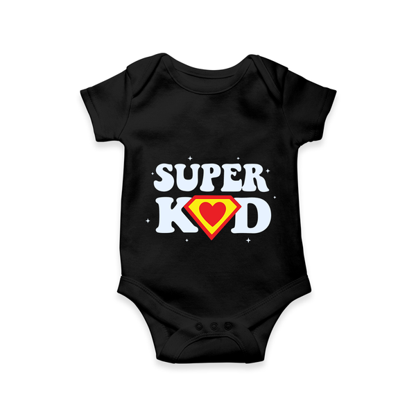 Super Kid Hero Graphic Romper - BLACK - New Born (Chest 14")