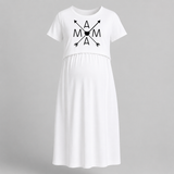 Mama Arrow Heart Printed Pregnancy Maxi - WHITE - Extra Small (Chest 32")