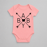 Baby Love Arrow Graphic Romper - PEACH - New Born (Chest 14")