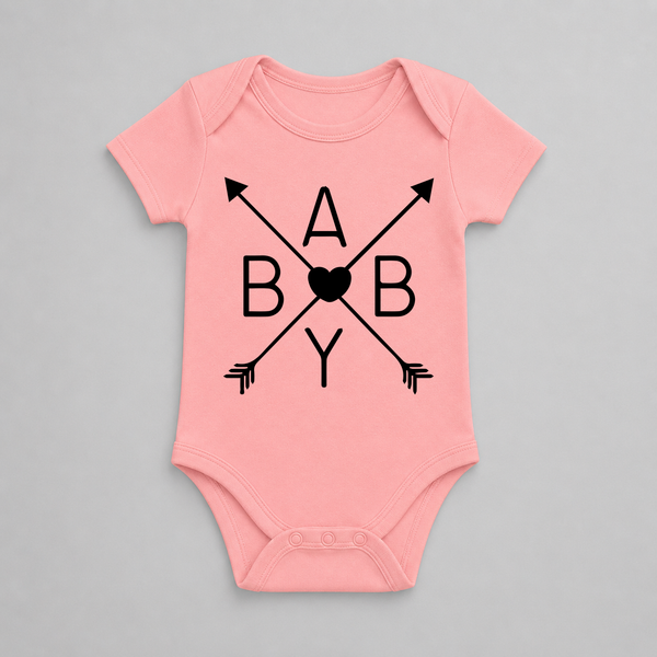 Baby Love Arrow Graphic Romper - PEACH - New Born (Chest 14")