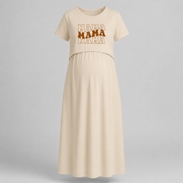 Mama Mama Mama Typography Maternity Maxi - IVORY - Extra Small (Chest 32")