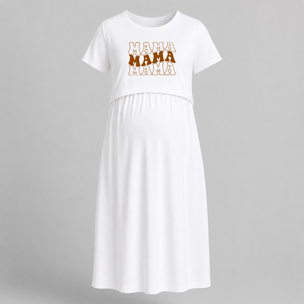 Mama Mama Mama Typography Maternity Maxi - WHITE - Extra Small (Chest 32")