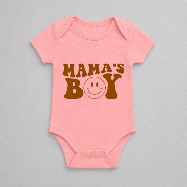 Mama’s Boy Retro Baby Romper - PEACH - New Born (Chest 14")