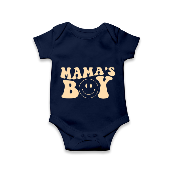 Mama’s Boy Retro Baby Romper - NAVY BLUE - New Born (Chest 14")