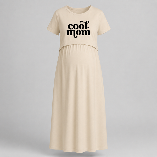 Cool Mom Printed Feeding-Friendly Maxi Dress - IVORY - Extra Small (Chest 32")
