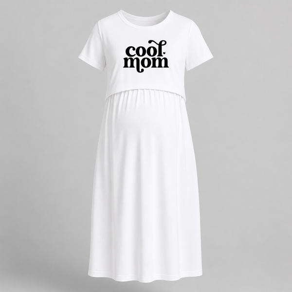 Cool Mom Printed Feeding-Friendly Maxi Dress - WHITE - Extra Small (Chest 32")