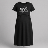 Cool Mom Printed Feeding-Friendly Maxi Dress - BLACK - Extra Small (Chest 32")