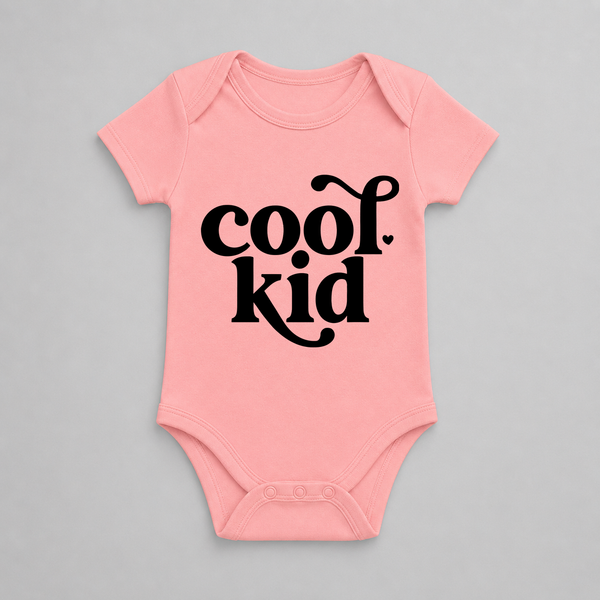 Cool Kid Typography Baby Romper - PEACH - New Born (Chest 14")