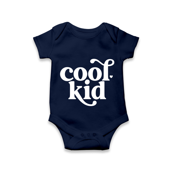 Cool Kid Typography Baby Romper - NAVY BLUE - New Born (Chest 14")