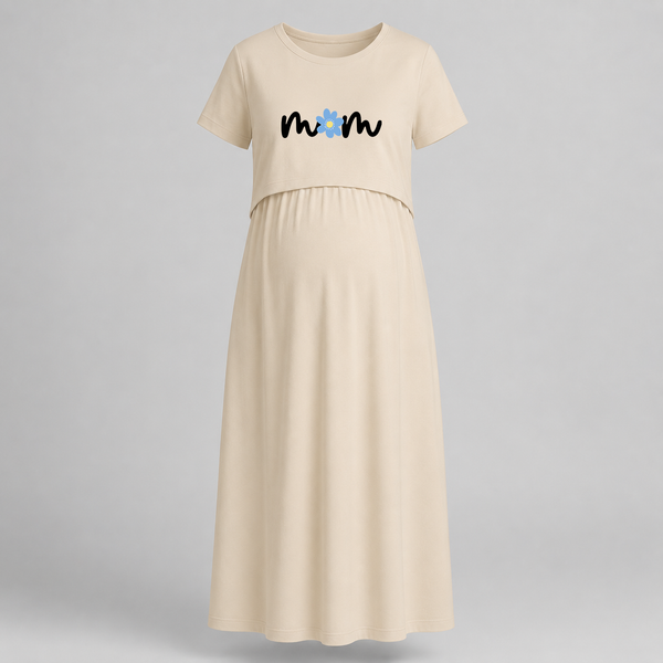 Minimal Mom Floral Printed Maternity Maxi - IVORY - Extra Small (Chest 32")