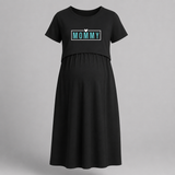 Mommy Typography Printed Maternity Maxi Dress - BLACK - Extra Small (Chest 32")