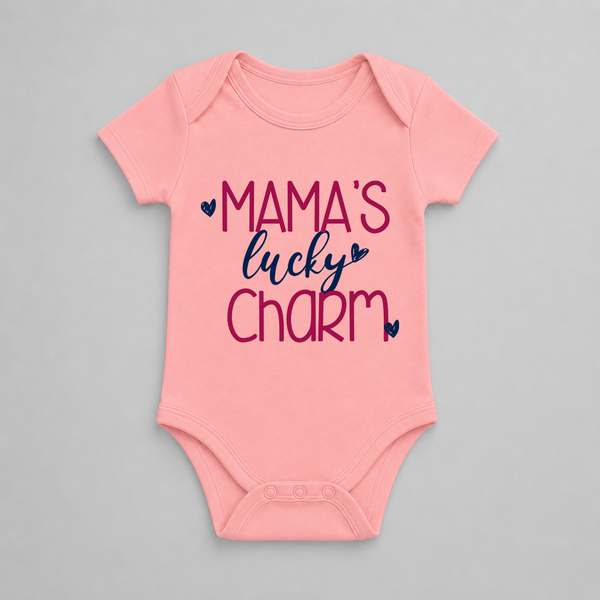 Mama’s Lucky Charm Baby Romper - PEACH - New Born (Chest 14")