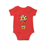 Heart Bloom Garden Printed Baby Romper - RED - New Born (Chest 14")