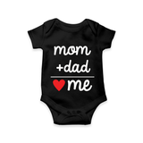 Mom & Dad Love Message Printed Baby Romper - BLACK - New Born (Chest 14")