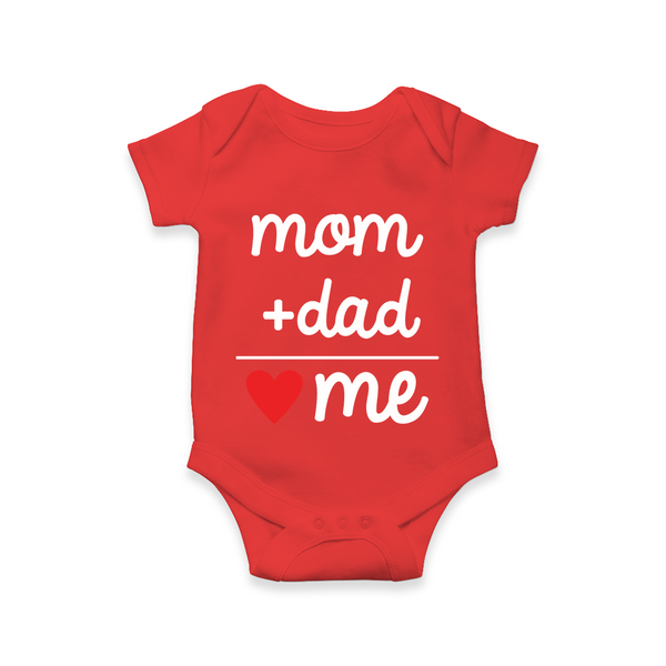 Mom & Dad Love Message Printed Baby Romper - RED - New Born (Chest 14")