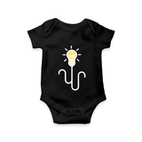 Little Genius Light Bulb Printed Baby Romper - BLACK - New Born (Chest 14")